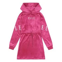 Elle Velour Hooded Logo Dress