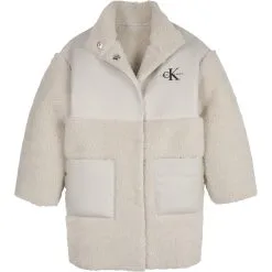 Calvin Klein Jeans Faux Fur Panelled Leather Coat