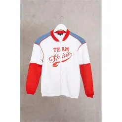 I Saw It First Blue Girls Team Spirit Embroidered Heavyweight Fleeceback Varsity Jacket